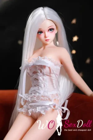 TPE Mini Fantasy White Hair Elf Style Sex Doll
