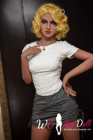 158cm 5ft2 TPE Big Breast Blonde Curly Hair Sex Doll #A7 Head