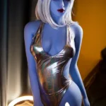 158cm 5ft2 TPE Blue Skin Elf Eared Silver Hair Sex Doll #4 Head
