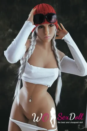 Sporty Silver Hair Realistic Sex Doll with Sexy Abs