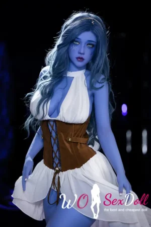 160cm 5ft2 TPE Fantasy Blue Skin Busty Curvy Figure Sex Doll #225 Head