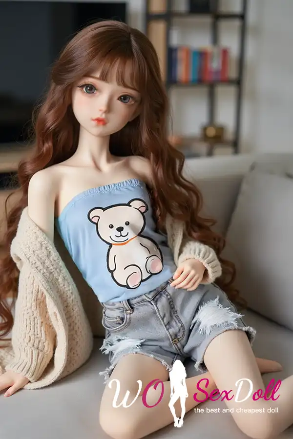 Mini Cute Brunette Sex Doll in Casual Outfit