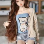 Mini Cute Brunette Sex Doll in Casual Outfit
