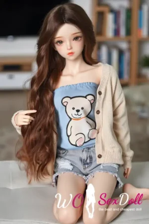 Mini Cute Brunette Sex Doll in Casual Outfit