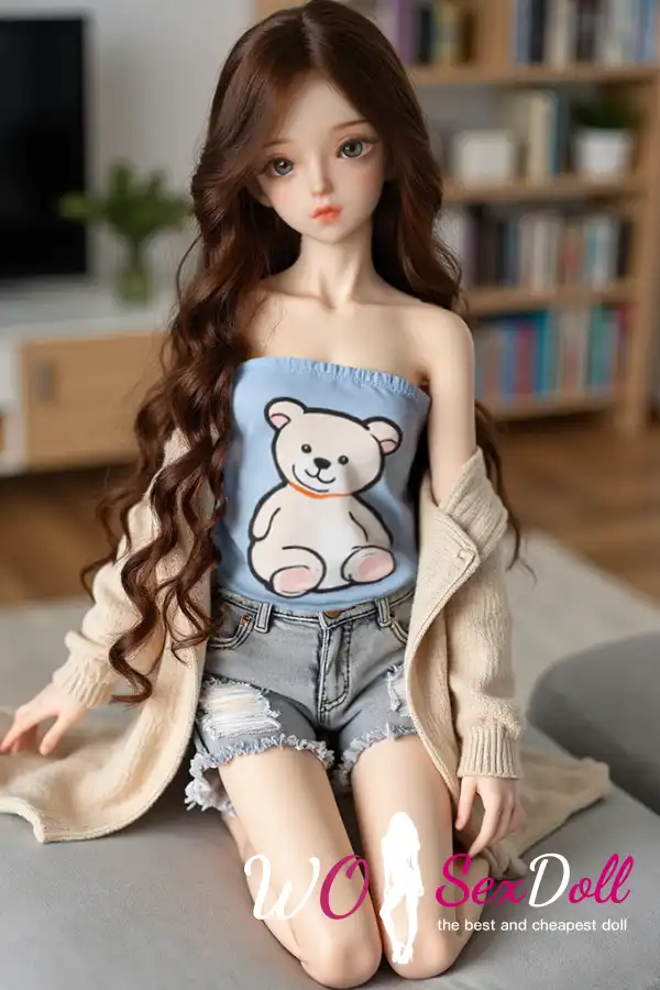 Mini Cute Brunette Sex Doll in Casual Outfit