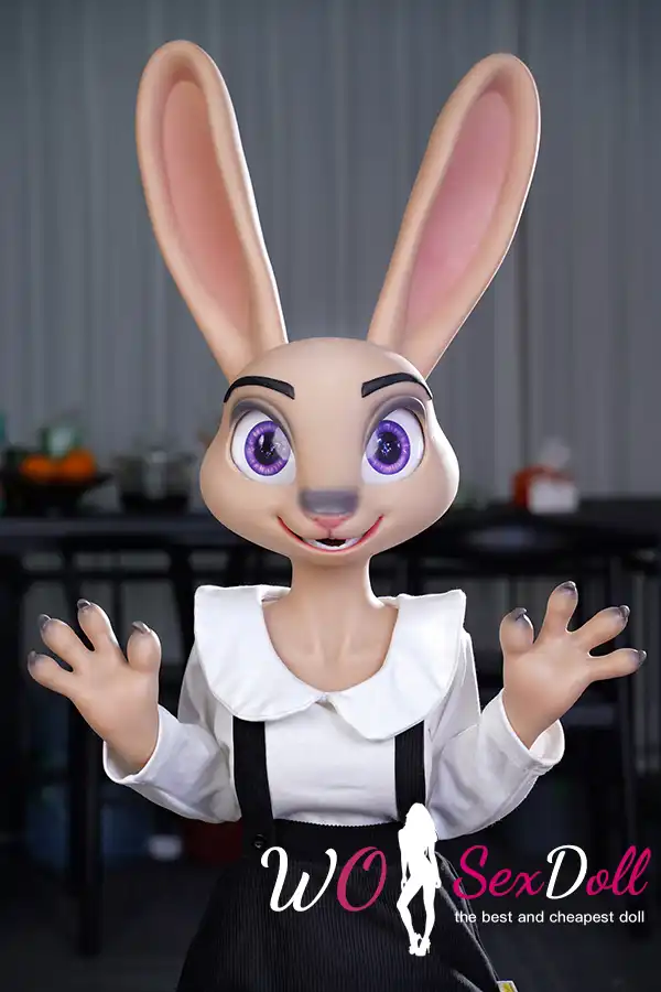 120cm 3ft9 Silicone Petite Chest Fluffy Body Rabbit Sex Doll
