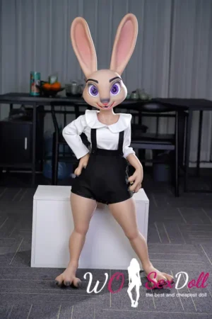 120cm 3ft9 Silicone Petite Chest Fluffy Body Rabbit Sex Doll