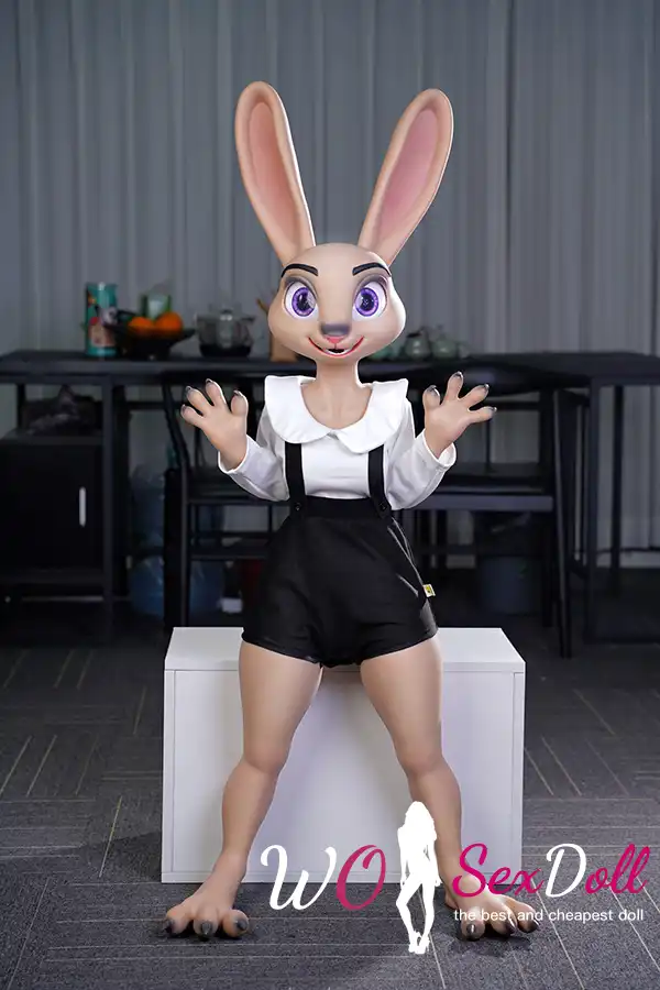 120cm 3ft9 Silicone Petite Chest Fluffy Body Rabbit Sex Doll