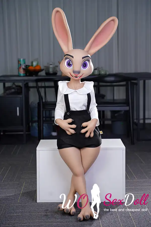 120cm 3ft9 Silicone Petite Chest Fluffy Body Rabbit Sex Doll