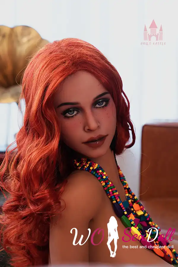 155cm 5ft1 TPE Big Hanging Boobs Red Hair Sex Doll #DC10 Head