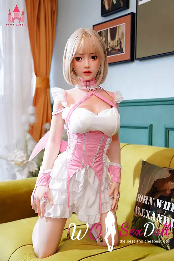 158cm 5ft2 Silicone Large Breast Toned Body Golden Hair Sex Doll #S18 Head