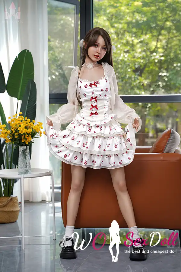 158cm 5ft2 Silicone Small Chest Tiny Waist Blonde Hair Sex Doll #S21 Head