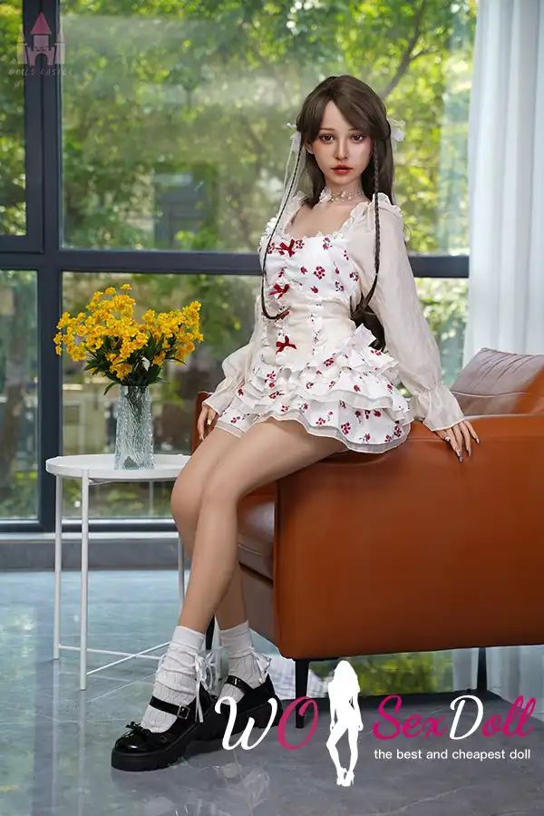 158cm 5ft2 Silicone Small Chest Tiny Waist Blonde Hair Sex Doll #S21 Head