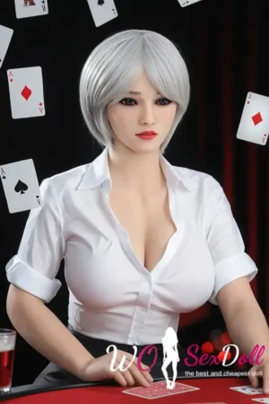 159cm 5ft2 TPE Busty Plump Butt Sliver Hair Sex Doll #10 Head in Stock (US only)