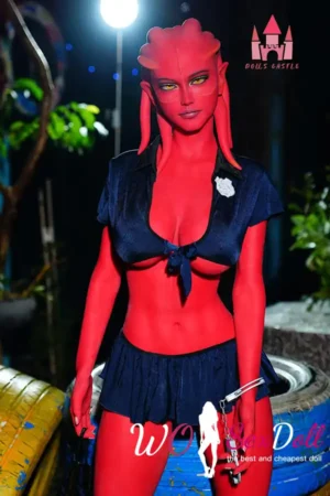 160cm 5ft2 Alien Style Crimson Skin Busty Hourglass Shape Sex Doll #A9 Head