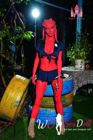 160cm 5ft2 Alien Style Crimson Skin Busty Hourglass Shape Sex Doll #A9 Head