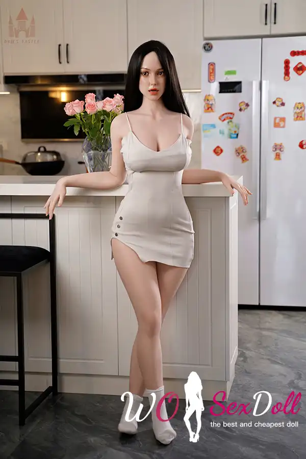163cm 5ft3 Silicone E Cup Breast Black Hair Ample Body Sex Doll #S26 Head