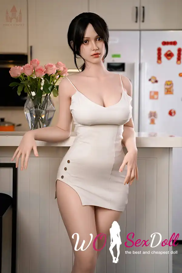 163cm 5ft3 Silicone E Cup Breast Black Hair Ample Body Sex Doll #S26 Head