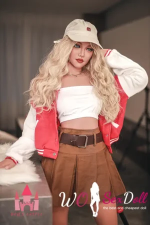 163cm 5ft3 TPE Small Breast Juicy Hips Blonde Hair Sex Doll #DC04 Head