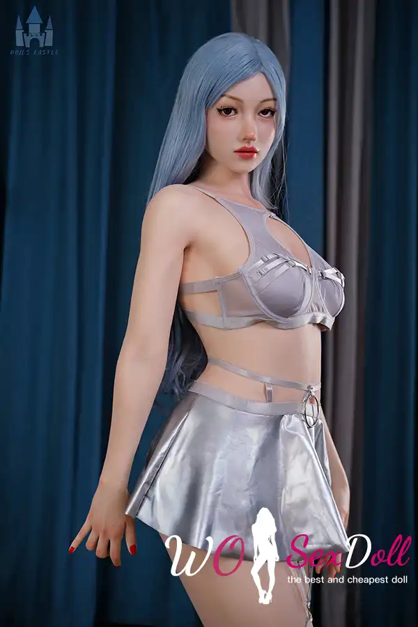 170cm 5ft5 Silicone Big Chest Thick Booty Blue Hair Sex Doll #S10 Head