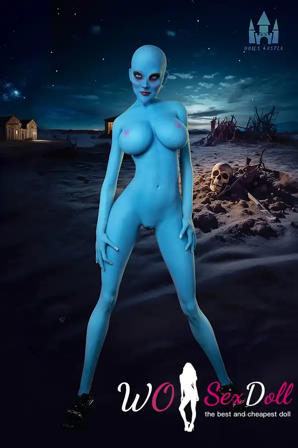 170cm 5ft5 TPE Blue Skull G Cup Bust Gaunt Figure Sex Doll #A12 Head
