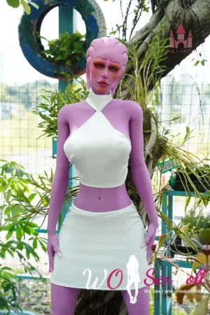 170cm 5ft5 TPE Purple Skin Alien Themed Ample Bosom Tiny Body Sex Doll #A1 Head