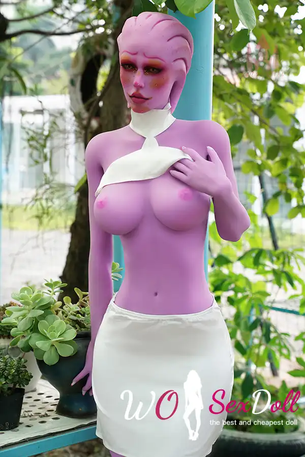 170cm 5ft5 TPE Purple Skin Alien Themed Ample Bosom Tiny Body Sex Doll #A1 Head