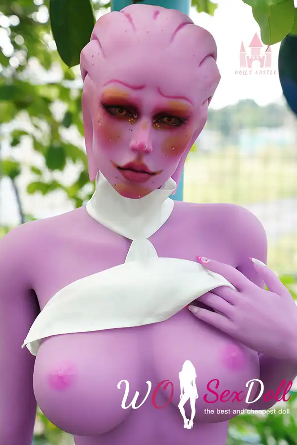 170cm 5ft5 TPE Purple Skin Alien Themed Ample Bosom Tiny Body Sex Doll #A1 Head