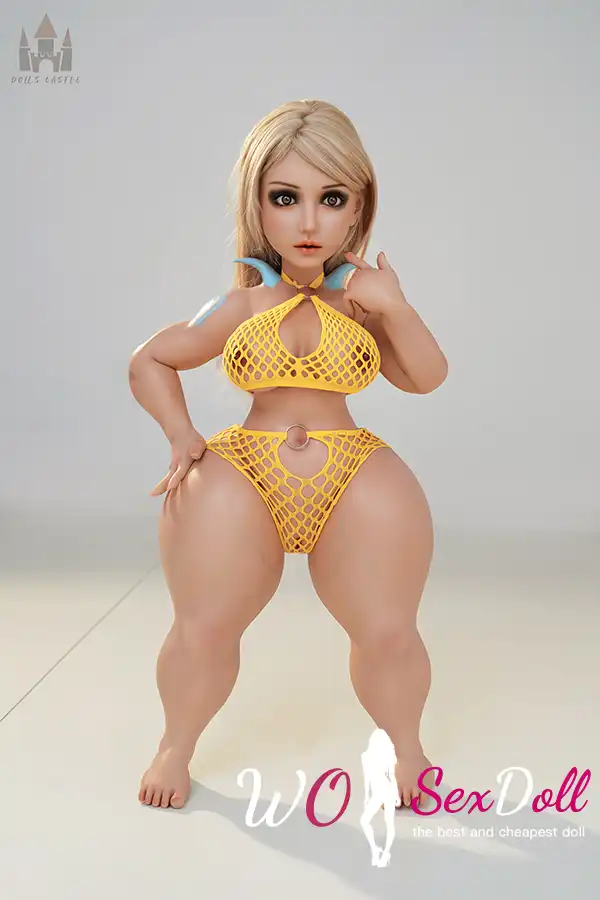 120cm 3ft3 TPE Curvy Body Buxom Bosom Golden Hair Sex Doll #S16 Head