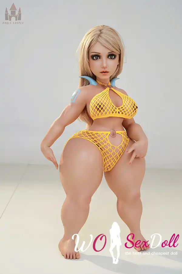 120cm 3ft3 TPE Curvy Body Buxom Bosom Golden Hair Sex Doll #S16 Head