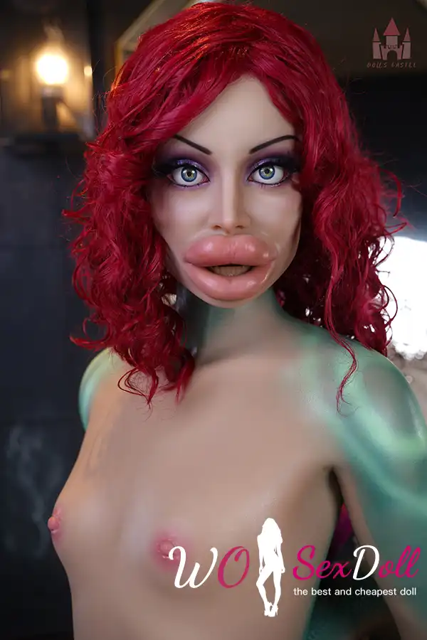 168cm 5ft5 Dragoness Petite Chest Thick Lips Red Hair Sex Doll #S20 Head