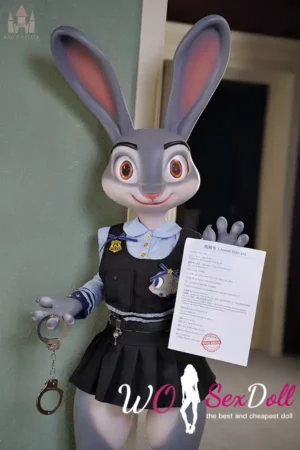 168cm 5ft5 Silicone Small Chest Thick Hip Rabbit Sex Doll in Police Outfit