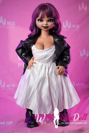 90cm 2ft9 Silicone Anime Big Eyes Bride Purple Hair Sex Doll#S34 Head