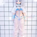 140cm 4ft6 Silicone Anime Girl Big Chest Blue Eyes Sliver Sex Doll #Y012 Head