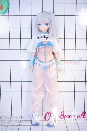140cm 4ft6 Silicone Anime Girl Big Chest Blue Eyes Sliver Sex Doll #Y012 Head