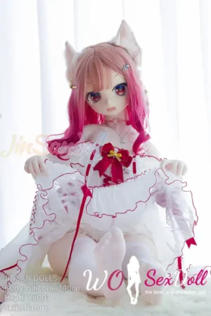 140cm 4ft6 Silicone Cat Girl Ample Bust Red Hair Lolita Sex Doll #Y001 Head