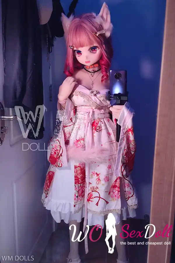146cm 4ft7 TPE Anime Cat Girl Big Eyes Pink Haired Sex Doll #Y001 Head