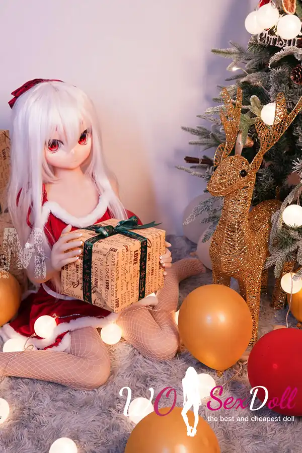 146cm 4ft7 TPE Anime Cute Santa Girl Sliver Hair Sex Doll #Y002 Head