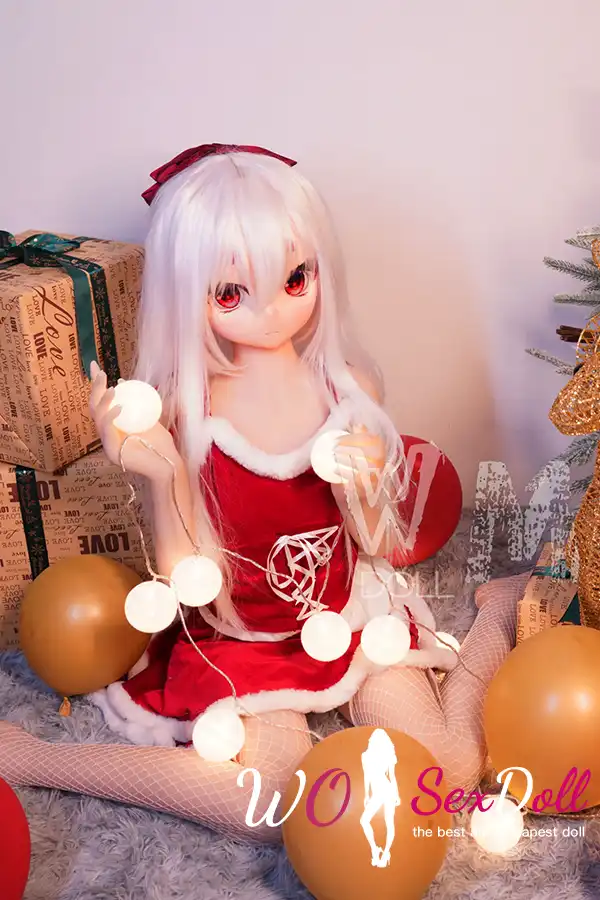 146cm 4ft7 TPE Anime Cute Santa Girl Sliver Hair Sex Doll #Y002 Head