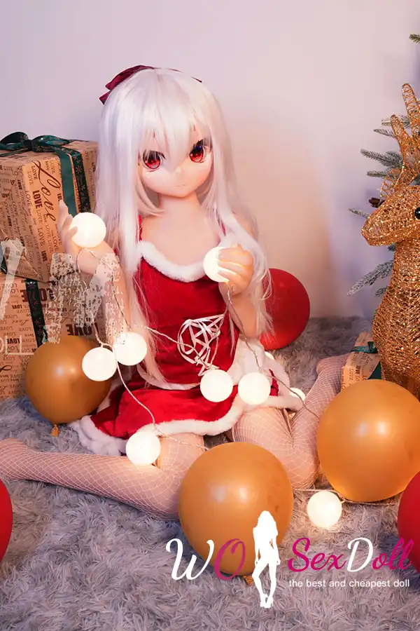 146cm 4ft7 TPE Anime Cute Santa Girl Sliver Hair Sex Doll #Y002 Head
