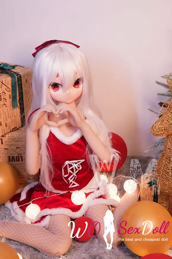 146cm 4ft7 TPE Anime Cute Santa Girl Sliver Hair Sex Doll #Y002 Head