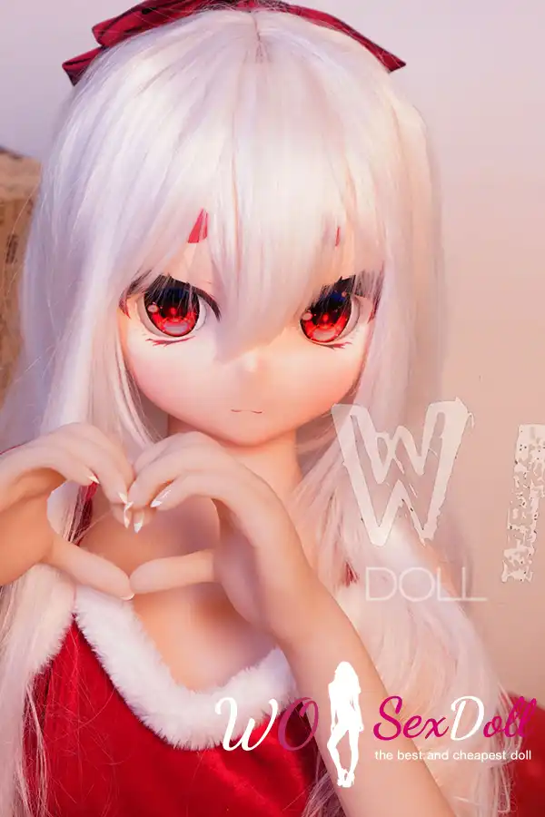146cm 4ft7 TPE Anime Cute Santa Girl Sliver Hair Sex Doll #Y002 Head