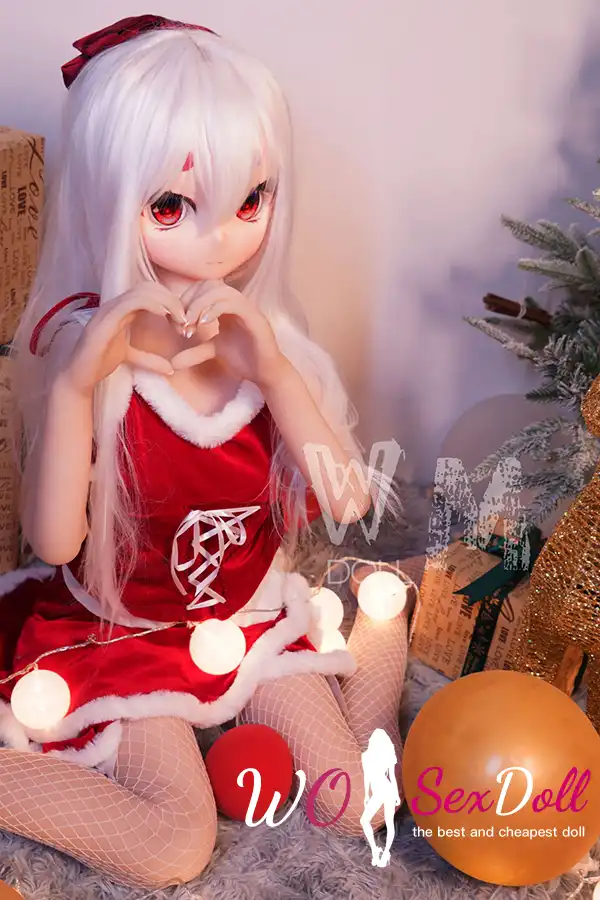 146cm 4ft7 TPE Anime Cute Santa Girl Sliver Hair Sex Doll #Y002 Head