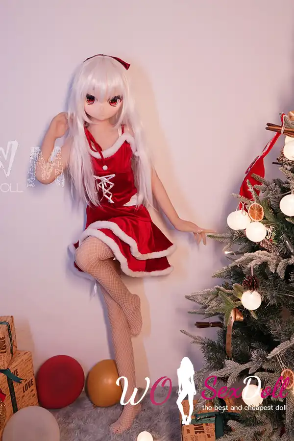 146cm 4ft7 TPE Anime Cute Santa Girl Sliver Hair Sex Doll #Y002 Head