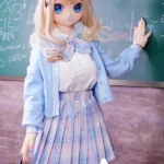 146cm 4ft7 TPE Anime Schoolgirl Blue Eyes Blonde Hair Sex Doll #Y008 Head