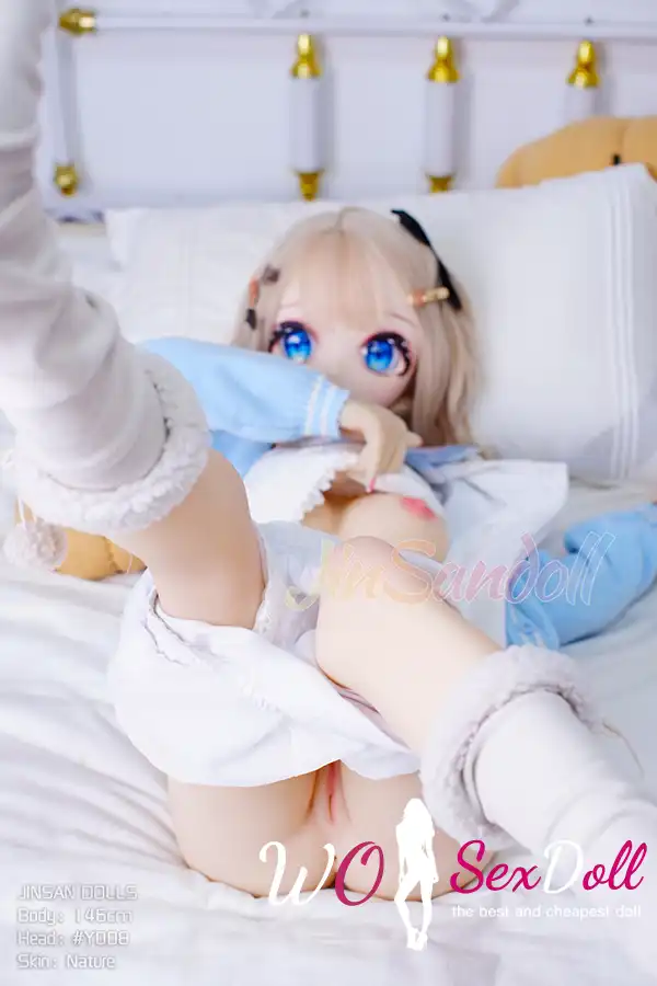 146cm 4ft7 TPE Anime Schoolgirl Blue Eyes Blonde Hair Sex Doll #Y008 Head