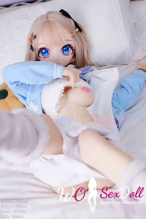 146cm 4ft7 TPE Anime Schoolgirl Blue Eyes Blonde Hair Sex Doll #Y008 Head