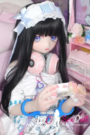 150cm 4ft9 TPE Anime Purple Eyes Slender Body Raven Hair #Y011 Head