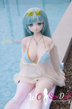 157cm 5ft2 Silicone Amine Voluptuous Figure Mint Hair Sex Doll #Y015 Head