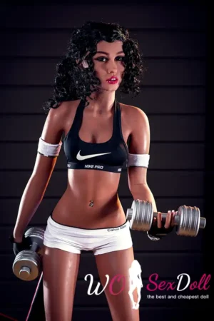 157cm 5ft2 TPE Gym Girl B Cup Fit Body Black Hair Sex Doll #162 Head